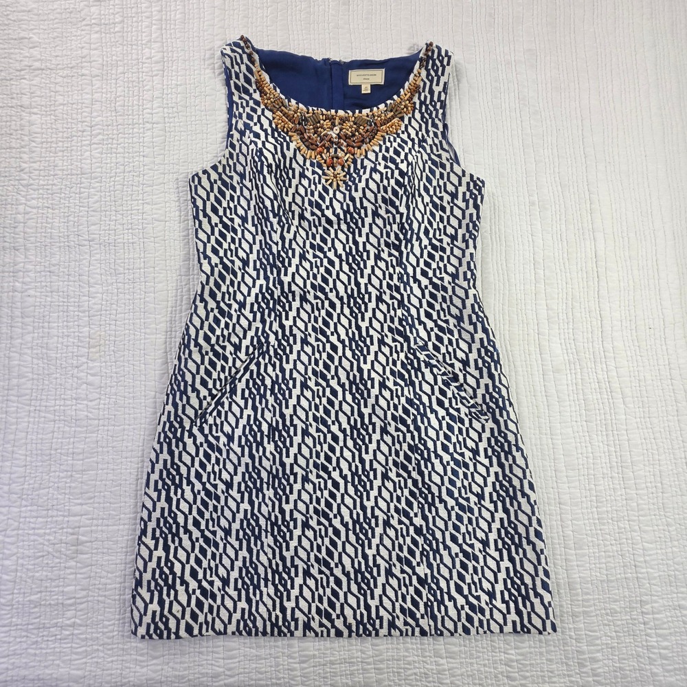 Anthro Moulinette Soeurs Mulberry Road Beaded Geo Jacquard Shift 10